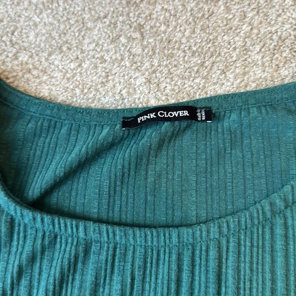 Pink Clover Nevea Green Flutter Short Sleeve Knit Top Women's Size Medium - Picture 4 of 7